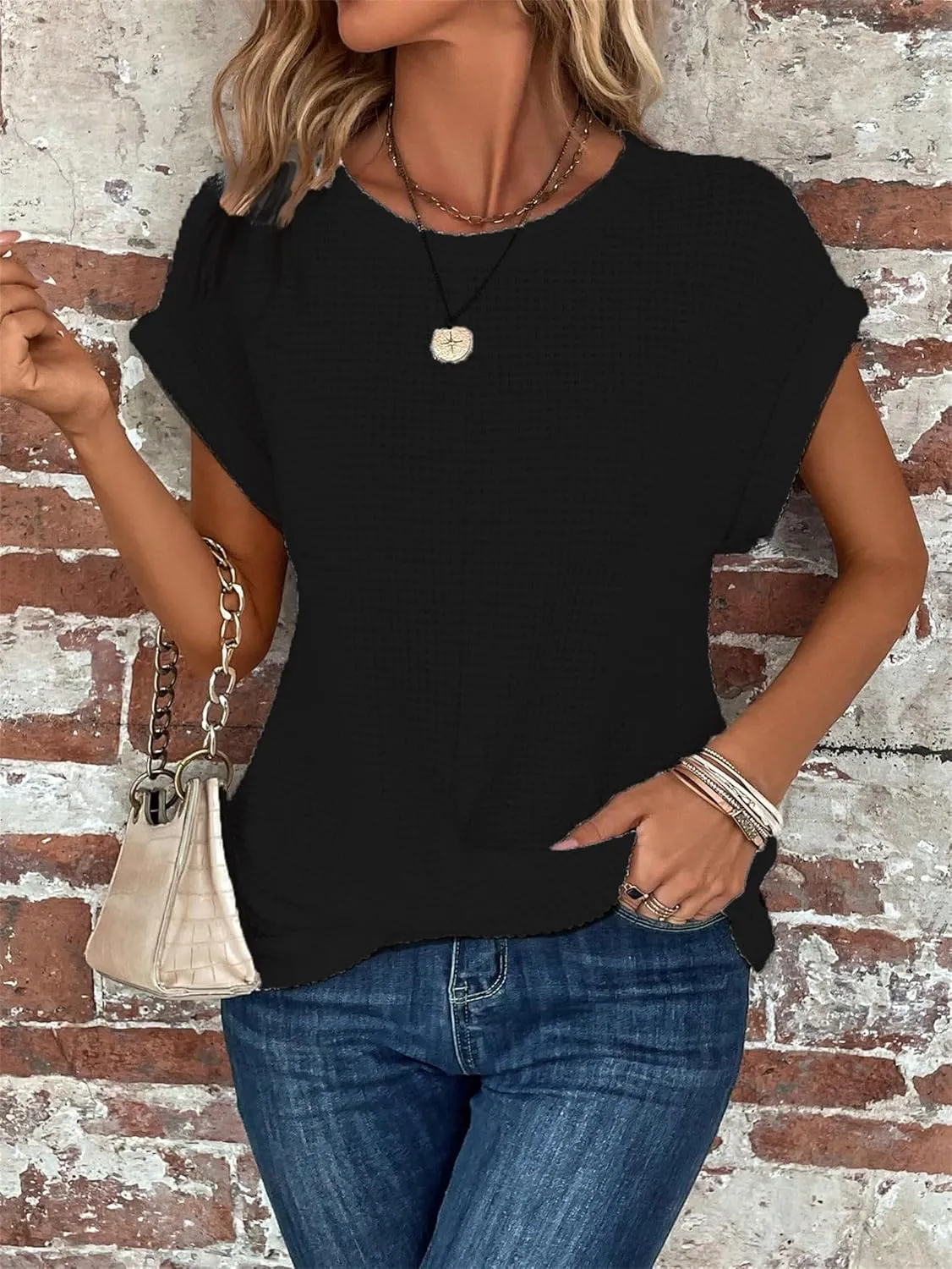 Womens Oversized Short Batwing Sleeve Tops 2025 Sleeveless Sweater Tshirt Trendy Knit Tanks Tee