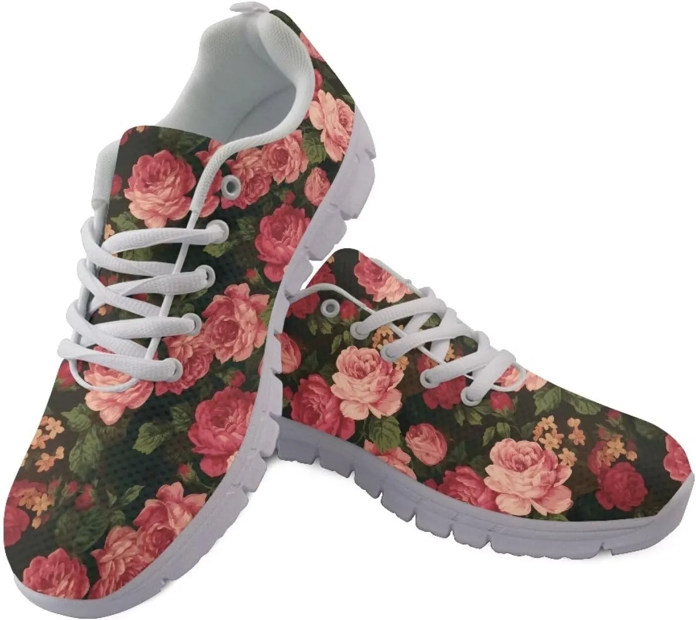 Women's Running Shoes Lightweight Non Slip Sports Tennis Shoes Breathable Mesh Athletic Sneakers Walking Shoe White Sole US 5-12