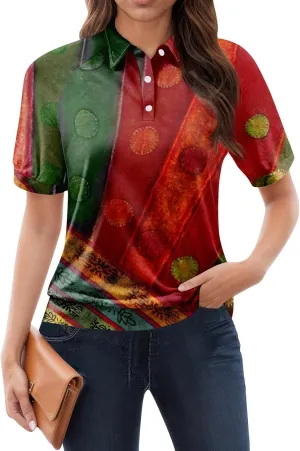 Womens Shirts Casual Short Sleeve Work Outfits Floral Print Blouses Summer Tops Trendy Lapel Collared