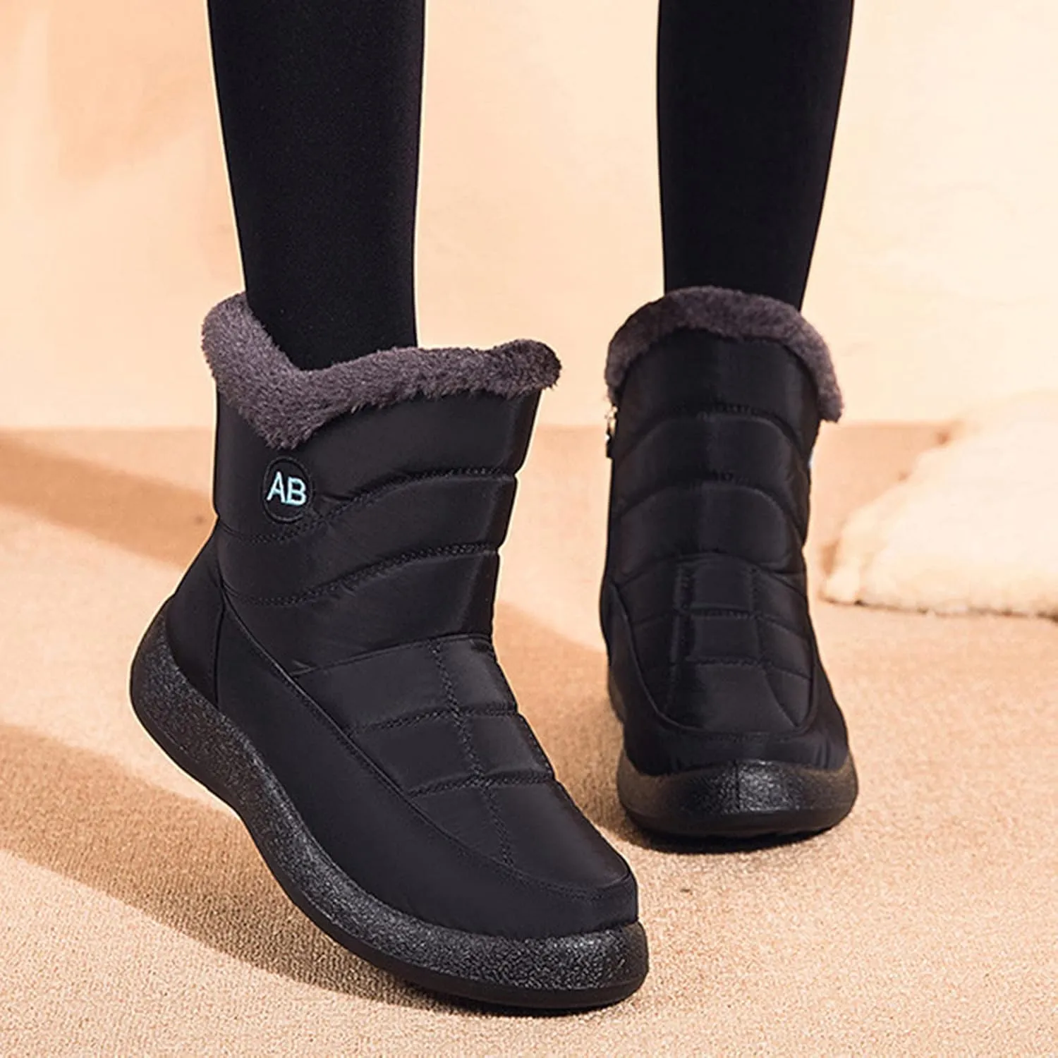 Womens Slip on Snow Boots Waterproof Women's Black Waterproof Snow Boots Snow Boots Womens Slip on Ankle Winter Boots for Women Waterproof Womens Winter Hiking Boots