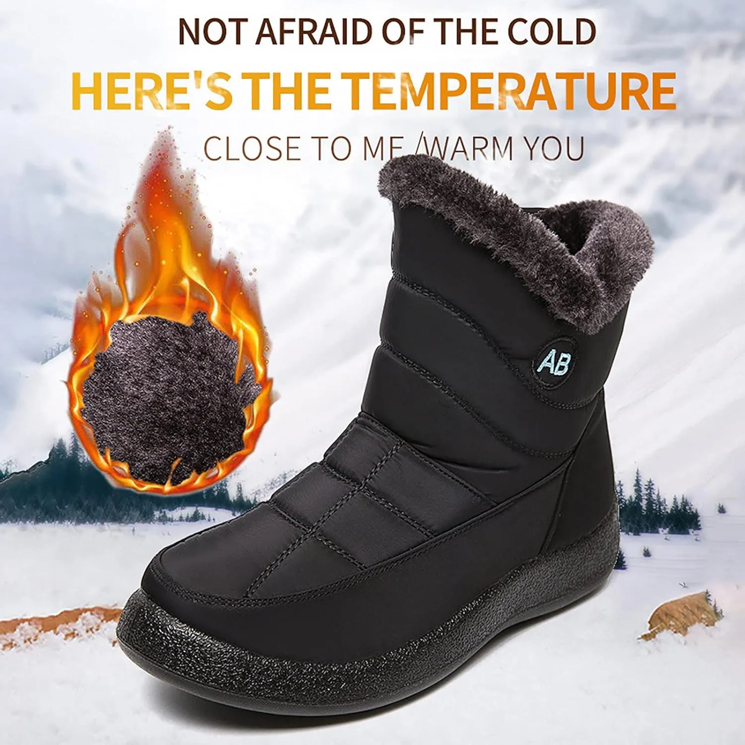 Womens Slip on Snow Boots Waterproof Women's Black Waterproof Snow Boots Snow Boots Womens Slip on Ankle Winter Boots for Women Waterproof Womens Winter Hiking Boots