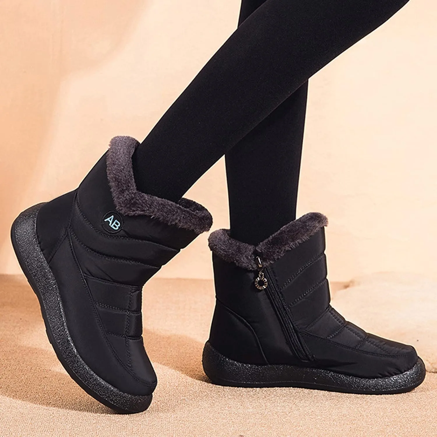 Womens Slip on Snow Boots Waterproof Women's Black Waterproof Snow Boots Snow Boots Womens Slip on Ankle Winter Boots for Women Waterproof Womens Winter Hiking Boots