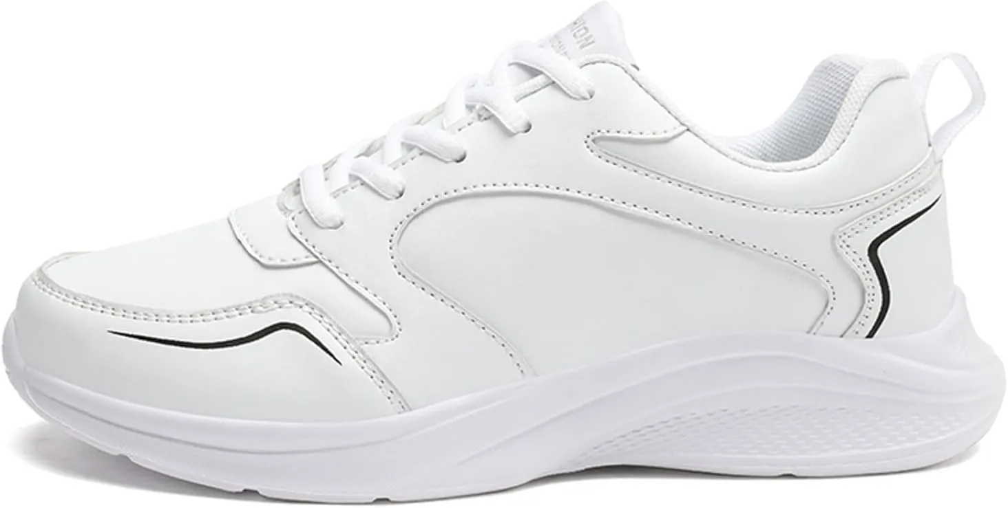 Women's Slip on Walking Shoes Comfy PU Leather Non Slip Arch Support Running Shoes Breathable Mesh Sports Workout Tennis Shoes Lightweight Fashion Sneakers