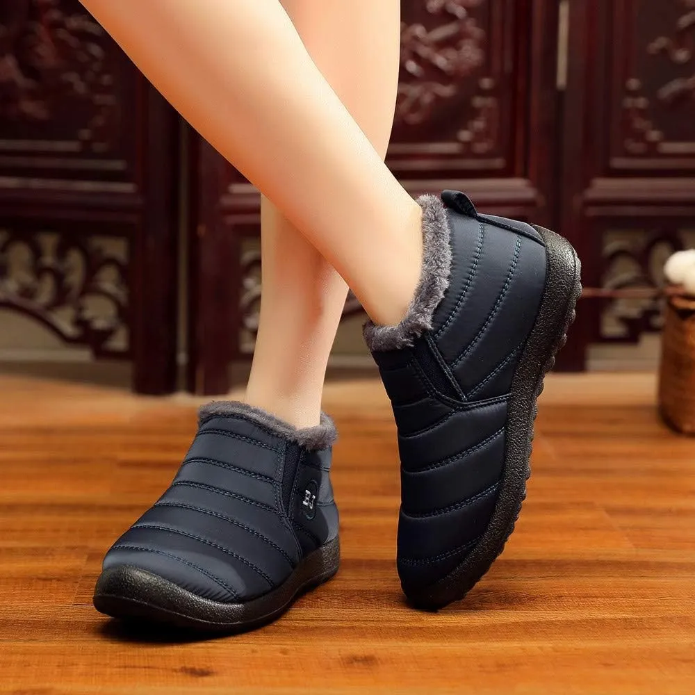 Women's Snow Boots Slip on Winter Snow Boots Women Women Winter Boots Pull on Mid Calf Winter Boots for Women with Fur Women's Tall Winter Boots