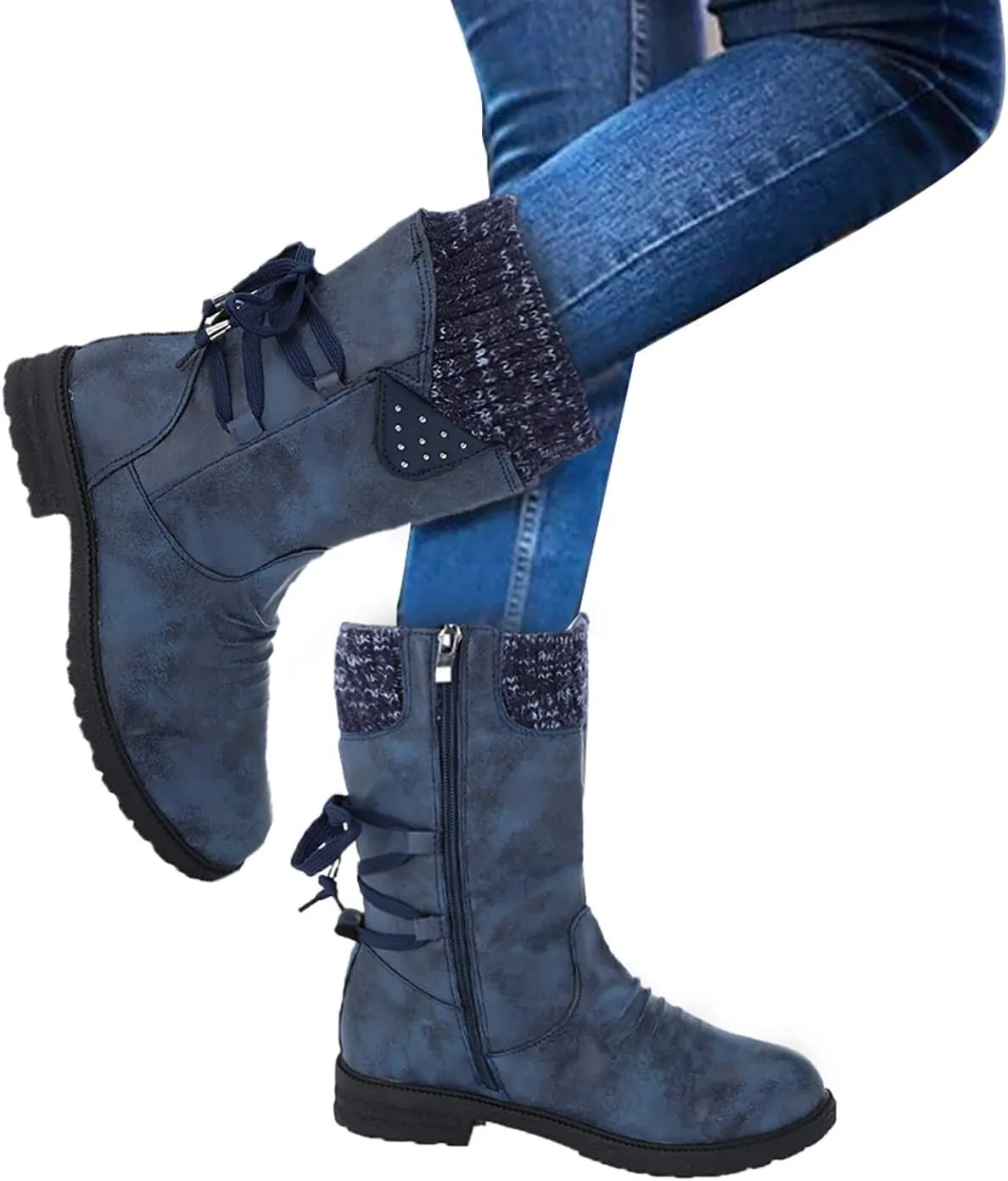 Women's Snow Boots Waterproof Insulated Blue Women's Waterproof Winter Snow Boots Waterproof Snow Boots Women Pull on Women's Winter Boots Black Size 9 Womens Socks Thermal Hiking Winter Boot Warm