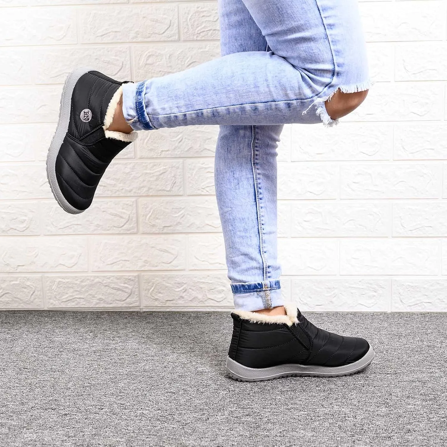 Women's Snow Boots Waterproof Insulated Slip Proof Womens Snow Boots Tall Womens Snow Boots Wide Sizes Womens Black Winter Boots Size 7 Botas Para Frio De Mujer De Trabajo