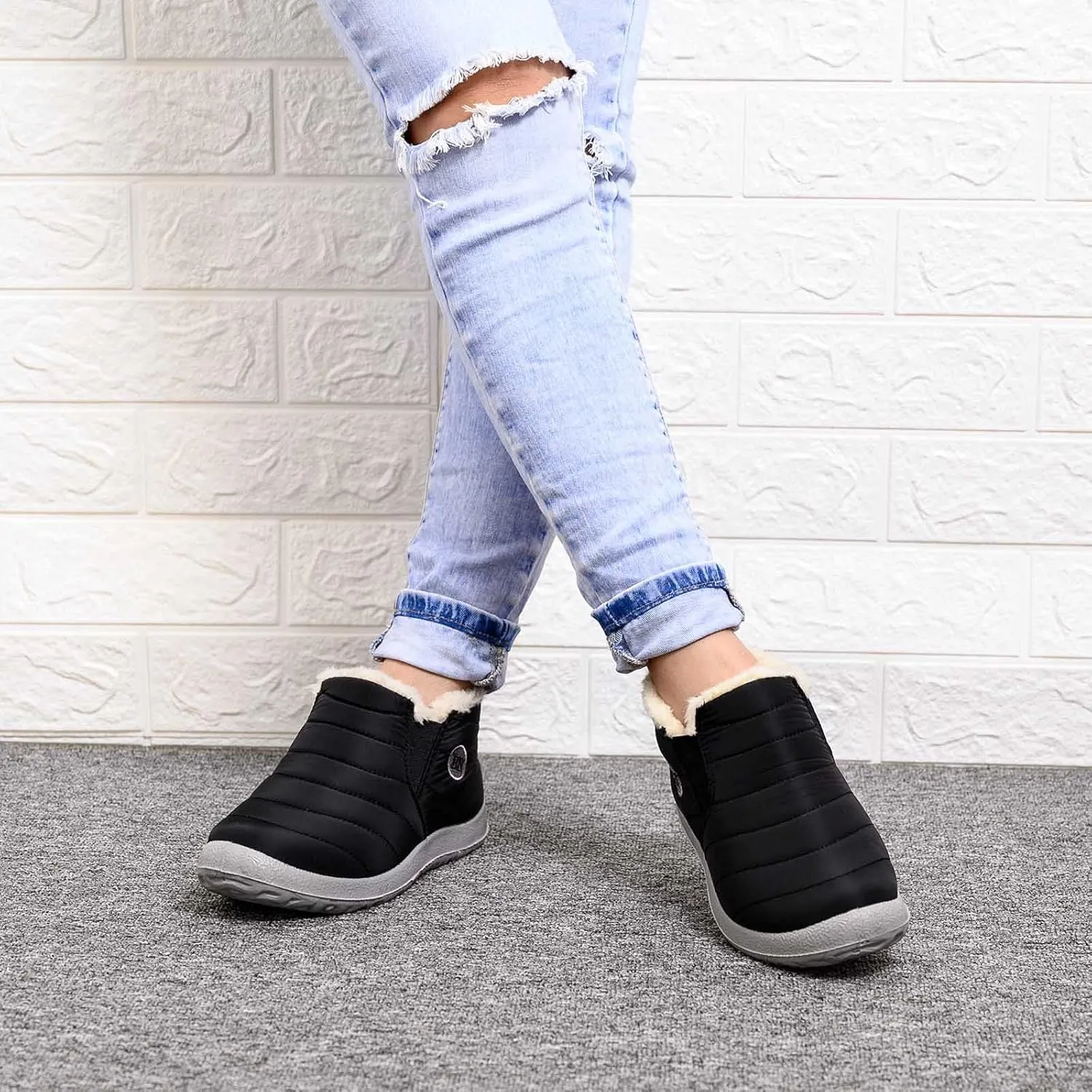 Women's Snow Boots Waterproof Insulated Slip Proof Womens Snow Boots Tall Womens Snow Boots Wide Sizes Womens Black Winter Boots Size 7 Botas Para Frio De Mujer De Trabajo