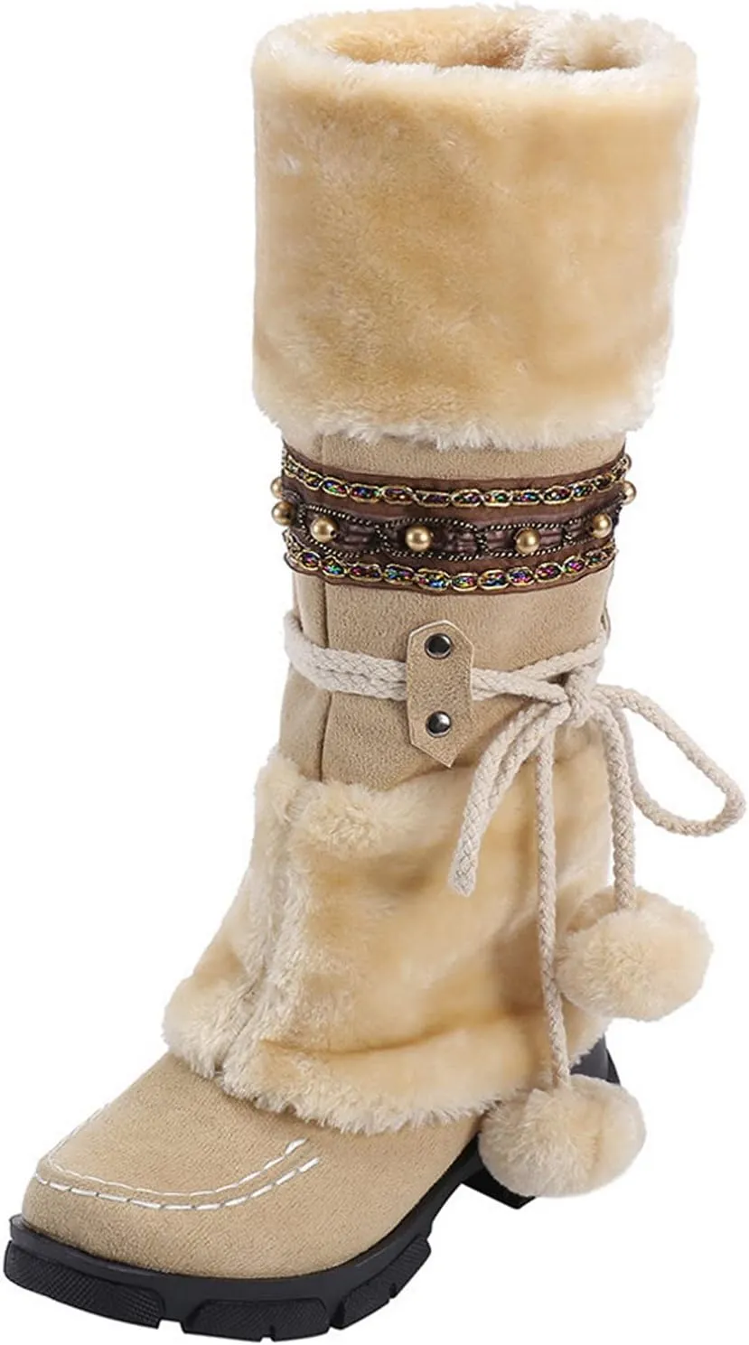 Women's Snow Boots Wide Calf Women Snow Boots Size 8 Boots Women Winter Waterproof Walking Boots Women Comfort Waterproof Womens Winter Boots Waterproof 9.5