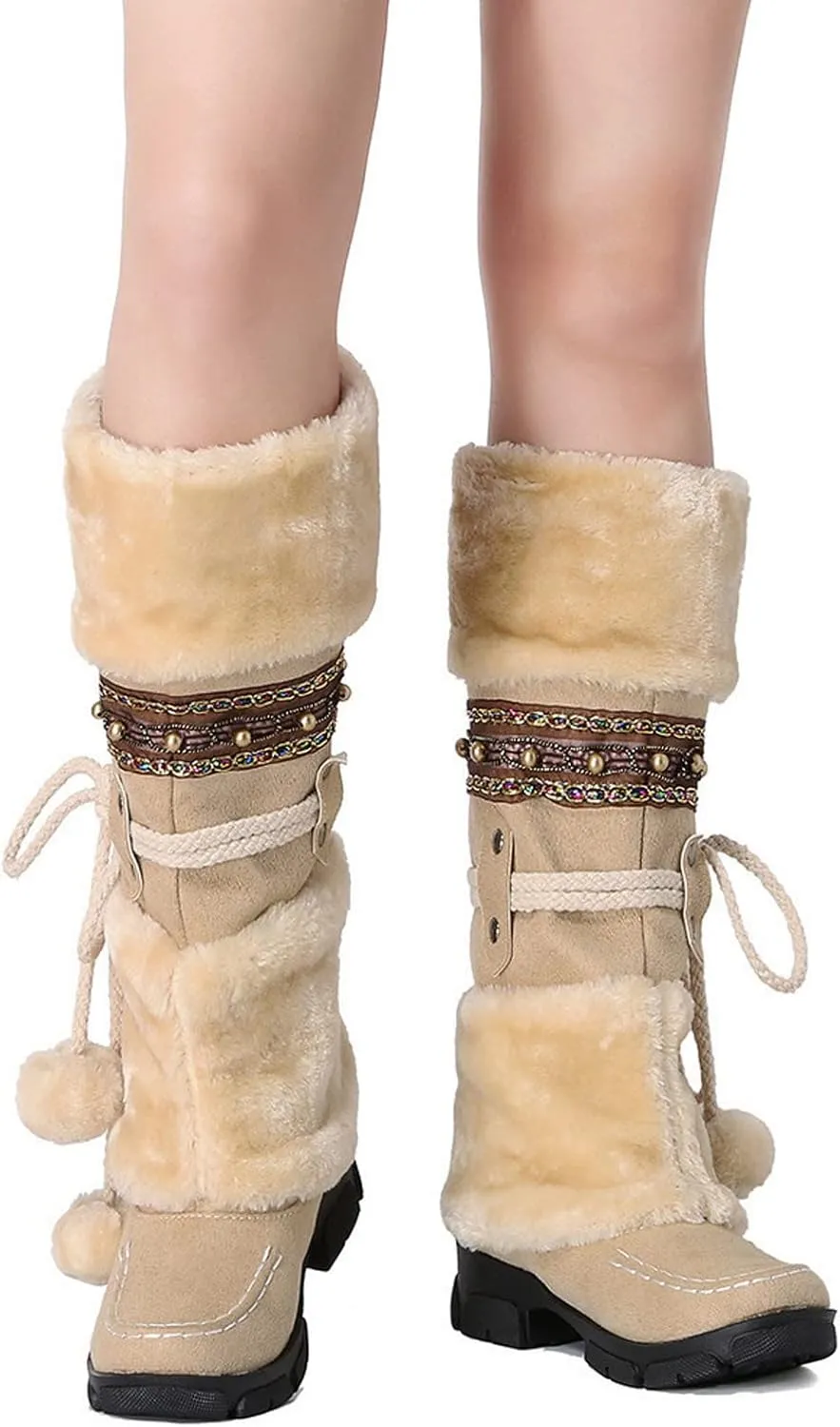 Women's Snow Boots Wide Calf Women Snow Boots Size 8 Boots Women Winter Waterproof Walking Boots Women Comfort Waterproof Womens Winter Boots Waterproof 9.5