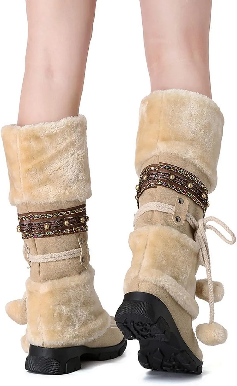 Women's Snow Boots Wide Calf Women Snow Boots Size 8 Boots Women Winter Waterproof Walking Boots Women Comfort Waterproof Womens Winter Boots Waterproof 9.5