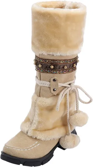 Women's Snow Boots Wide Calf Women Snow Boots Size 8 Boots Women Winter Waterproof Walking Boots Women Comfort Waterproof Womens Winter Boots Waterproof 9.5