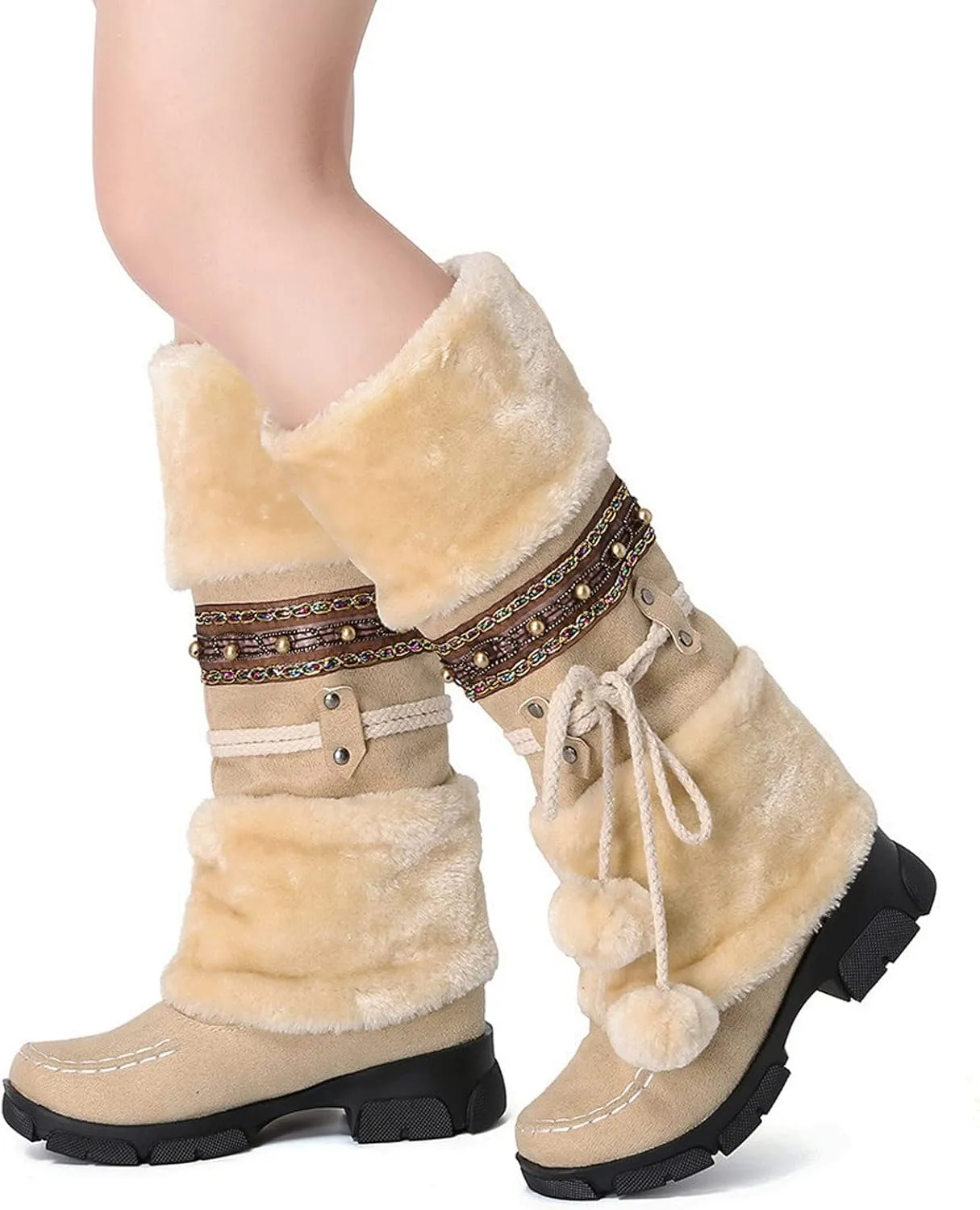 Women's Snow Boots Wide Calf Women Snow Boots Size 8 Boots Women Winter Waterproof Walking Boots Women Comfort Waterproof Womens Winter Boots Waterproof 9.5