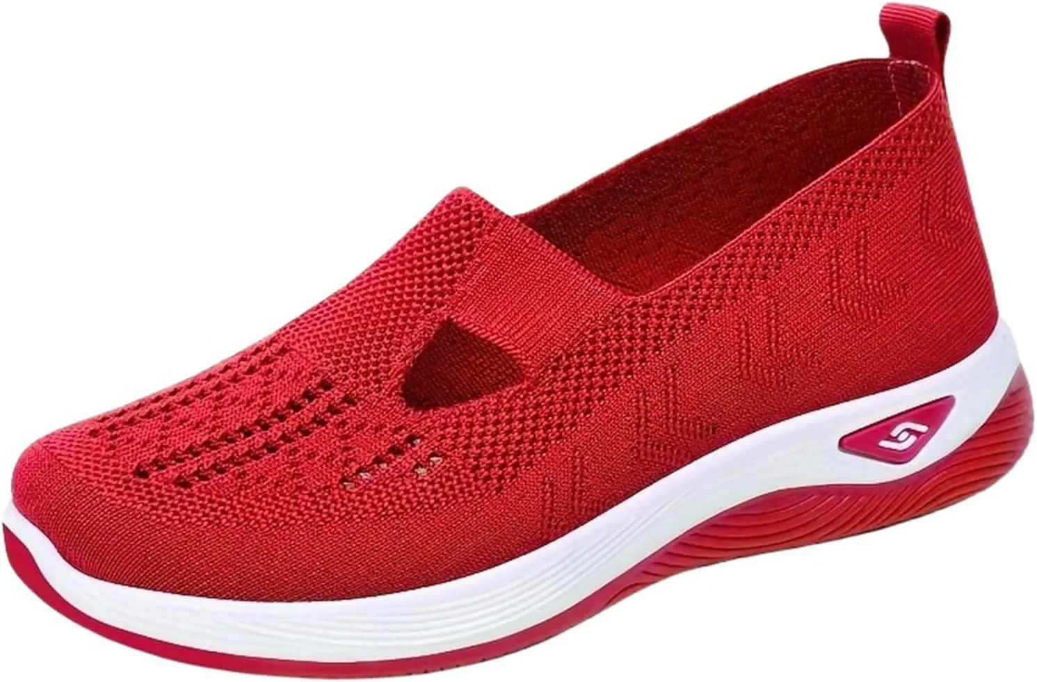 Women's Woven Orthopedic Shoes Breathable Lightweight Slip On Casual Shoes Soft Arch Support Walking Shoe Casual Air Cushion Athletic Sneakers Non-Slip Mesh Up Footwear
