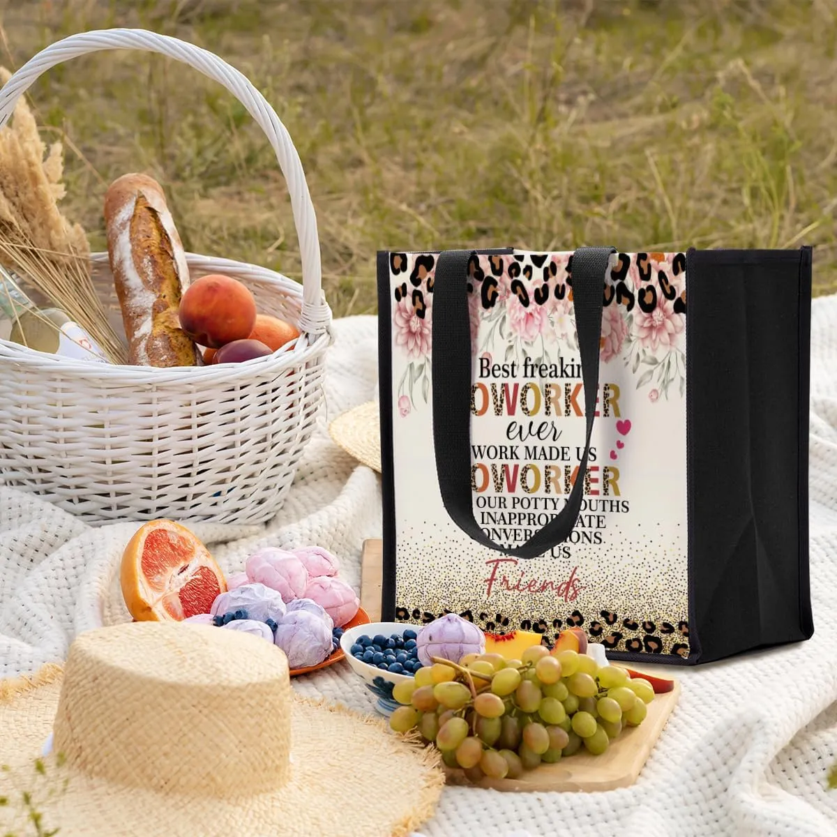 Work Besties Canvas Tote Bag, Reusable Grocery Bags for Women, Coworker & Best Friend Birthday Gifts