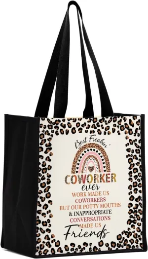 Work Besties Canvas Tote Bag, Reusable Grocery Bags for Women, Coworker & Best Friend Birthday Gifts