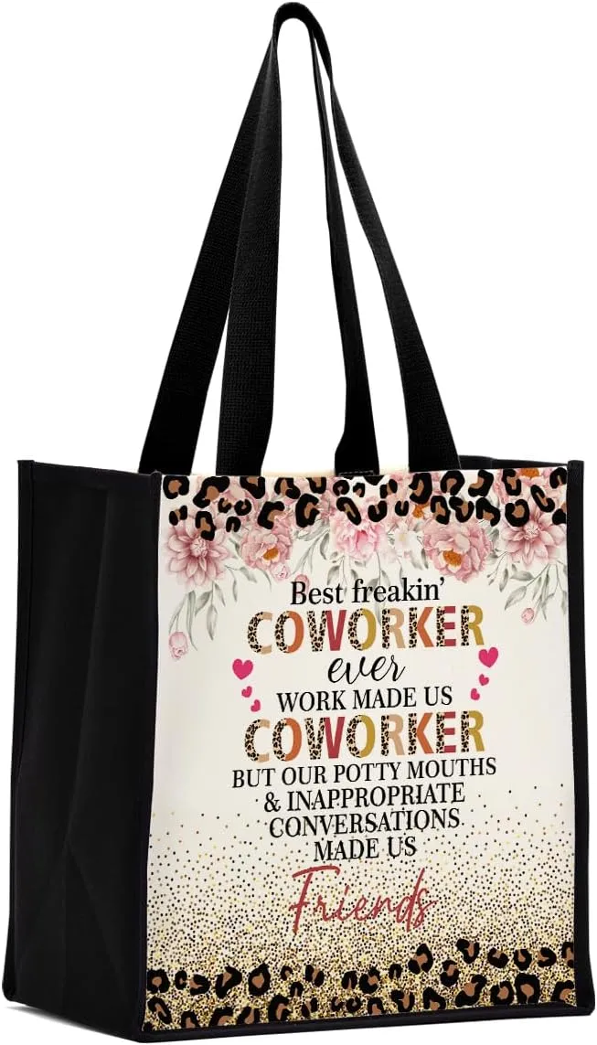 Work Besties Canvas Tote Bag, Reusable Grocery Bags for Women, Coworker & Best Friend Birthday Gifts