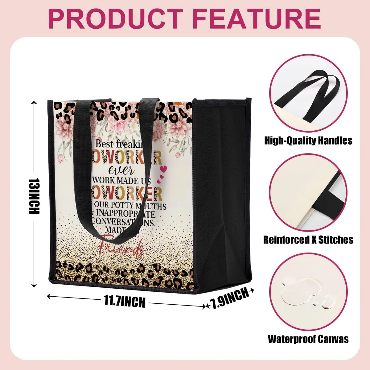 Work Besties Canvas Tote Bag, Reusable Grocery Bags for Women, Coworker & Best Friend Birthday Gifts