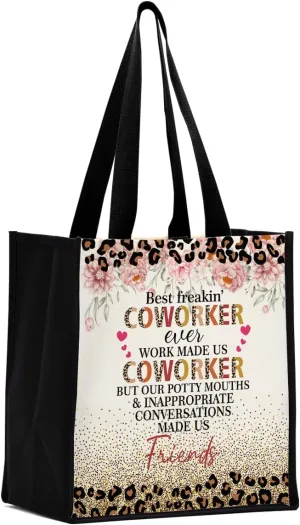 Work Besties Canvas Tote Bag, Reusable Grocery Bags for Women, Coworker & Best Friend Birthday Gifts