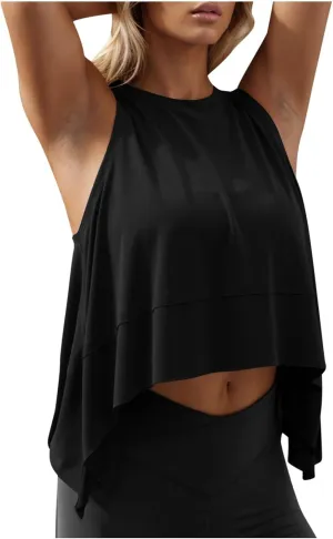 Workout Tank Tops for Women Sleeveless Flowy Crop Tank Top Loose Fit Athletic Tee Tops Running Yoga Gym Y2k Tank Tops
