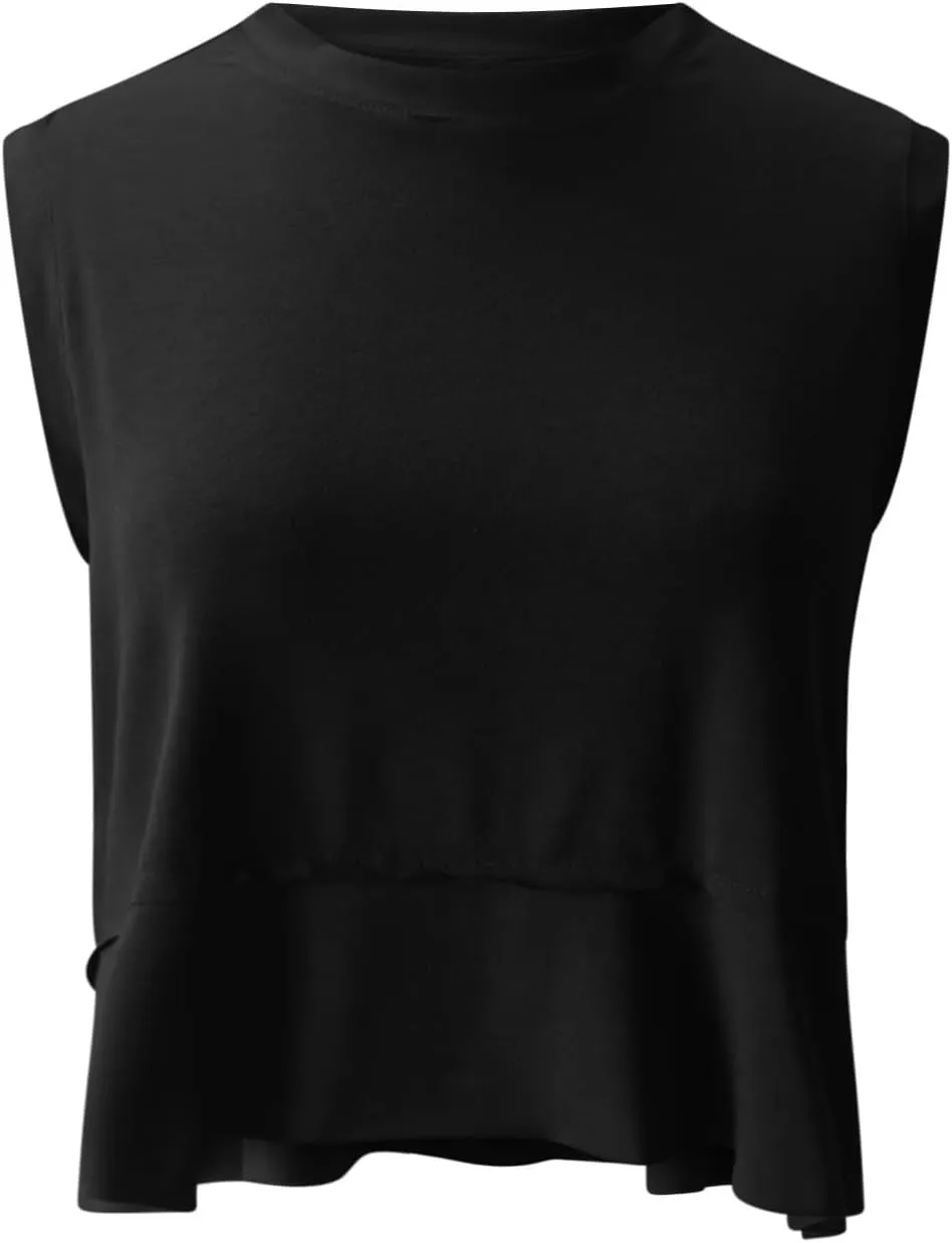 Workout Tank Tops for Women Sleeveless Flowy Crop Tank Top Loose Fit Athletic Tee Tops Running Yoga Gym Y2k Tank Tops