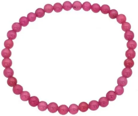 YONKU Hand Crafted Pink Sapphire Beads Bracelet, Plain Beads Ruby Sapphire, Ruby Jewelry, handmade jewelry, summer gift, summer jewelry YO-BRACE-1489