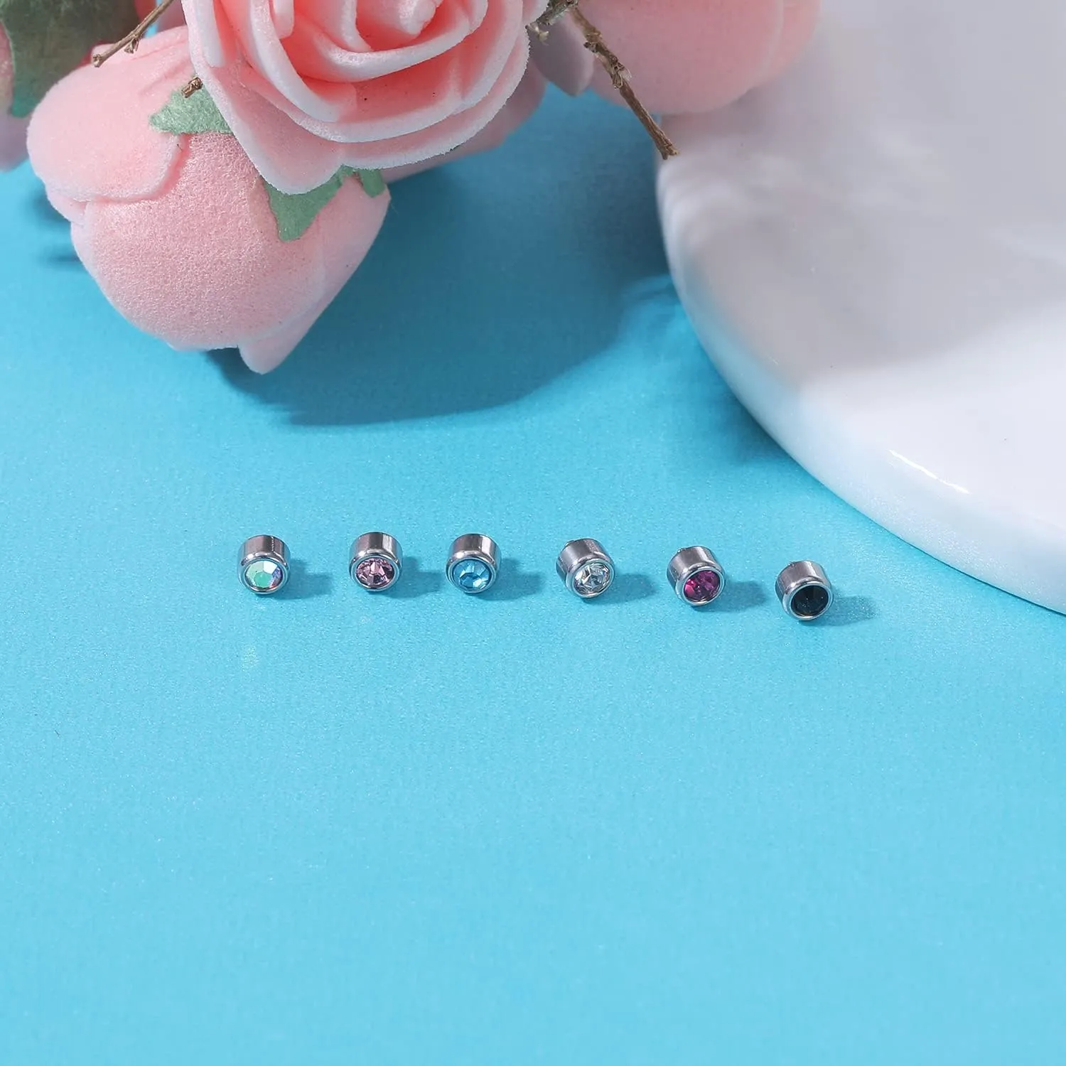 ZS 16G Dermal Piercing Jewelry Surgical Steel Diamond Tops for Men Women Surface Piercing Jewelry Tops Black Gold Microdermal Piercing Jewelry