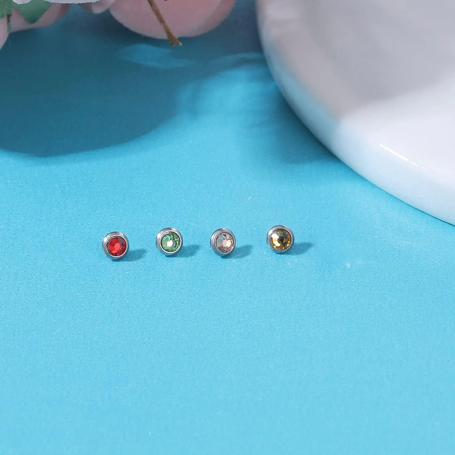 ZS 16G Dermal Piercing Jewelry Surgical Steel Diamond Tops for Men Women Surface Piercing Jewelry Tops Black Gold Microdermal Piercing Jewelry