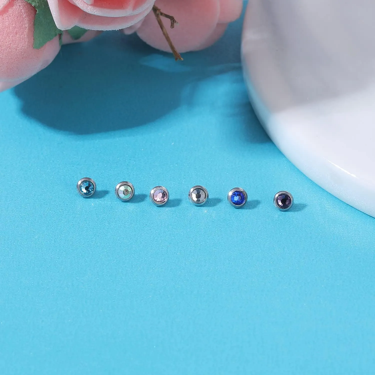ZS 16G Dermal Piercing Jewelry Surgical Steel Diamond Tops for Men Women Surface Piercing Jewelry Tops Black Gold Microdermal Piercing Jewelry