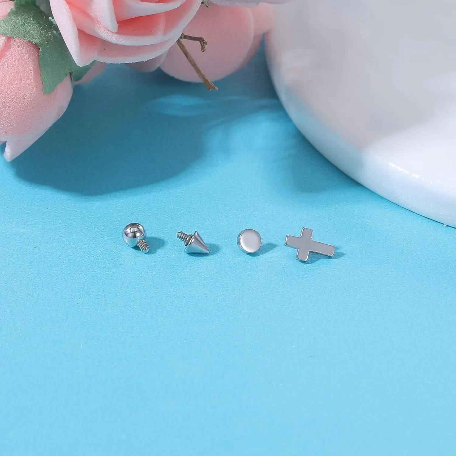 ZS 16G Dermal Piercing Jewelry Surgical Steel Diamond Tops for Men Women Surface Piercing Jewelry Tops Black Gold Microdermal Piercing Jewelry
