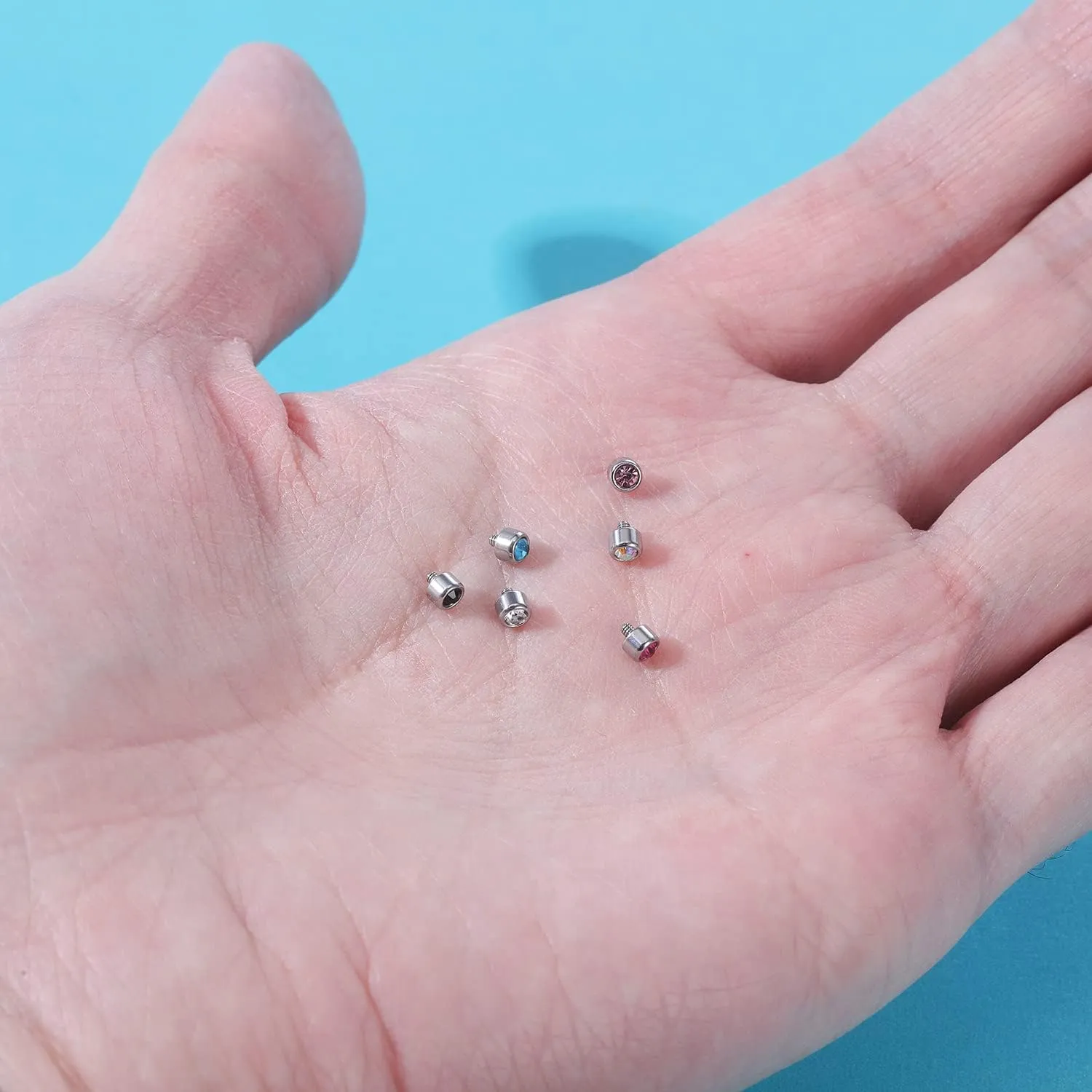 ZS 16G Dermal Piercing Jewelry Surgical Steel Diamond Tops for Men Women Surface Piercing Jewelry Tops Black Gold Microdermal Piercing Jewelry
