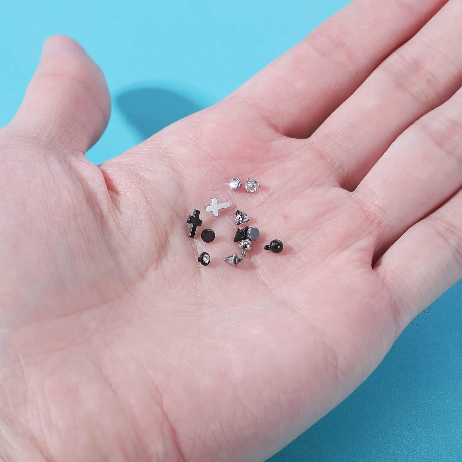ZS 16G Dermal Piercing Jewelry Surgical Steel Diamond Tops for Men Women Surface Piercing Jewelry Tops Black Gold Microdermal Piercing Jewelry